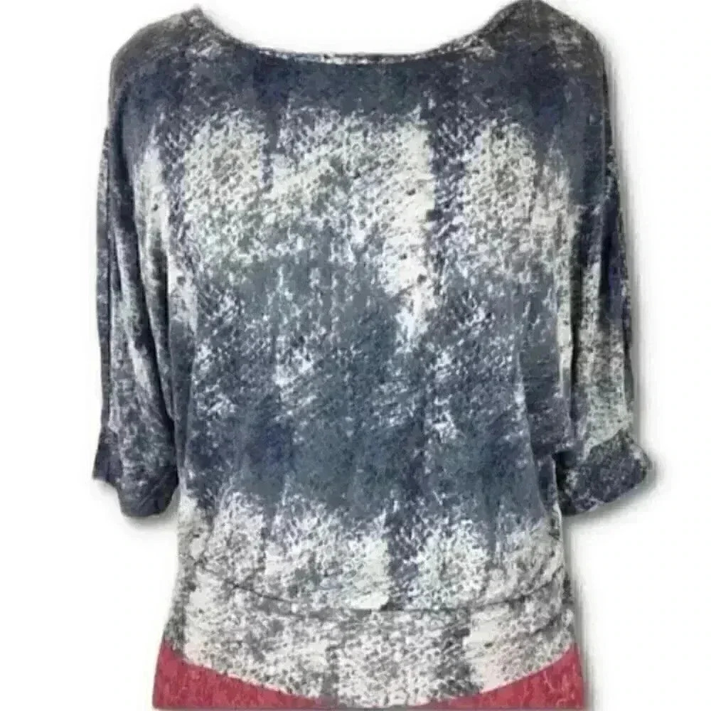 Mudd Womens Top Size Small Blue Gray SnakeSkin Print Dolman Y2k vintage